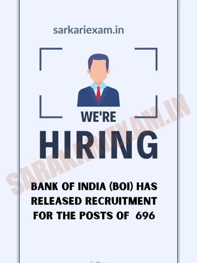 Bank of India (BOI) has released recruitment for the posts of  696